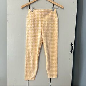 Carbon38 Houndstooth Jacquard 7/8 Yellow and White High Rise Leggings Medium